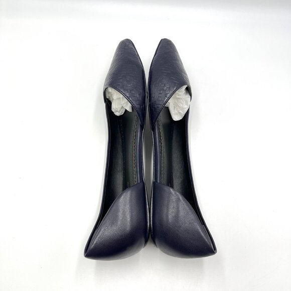 Brooks Brothers Size 8 Navy Blue Leather Pointed Toe D'Orsay Flats Shoes - Picture 8 of 13